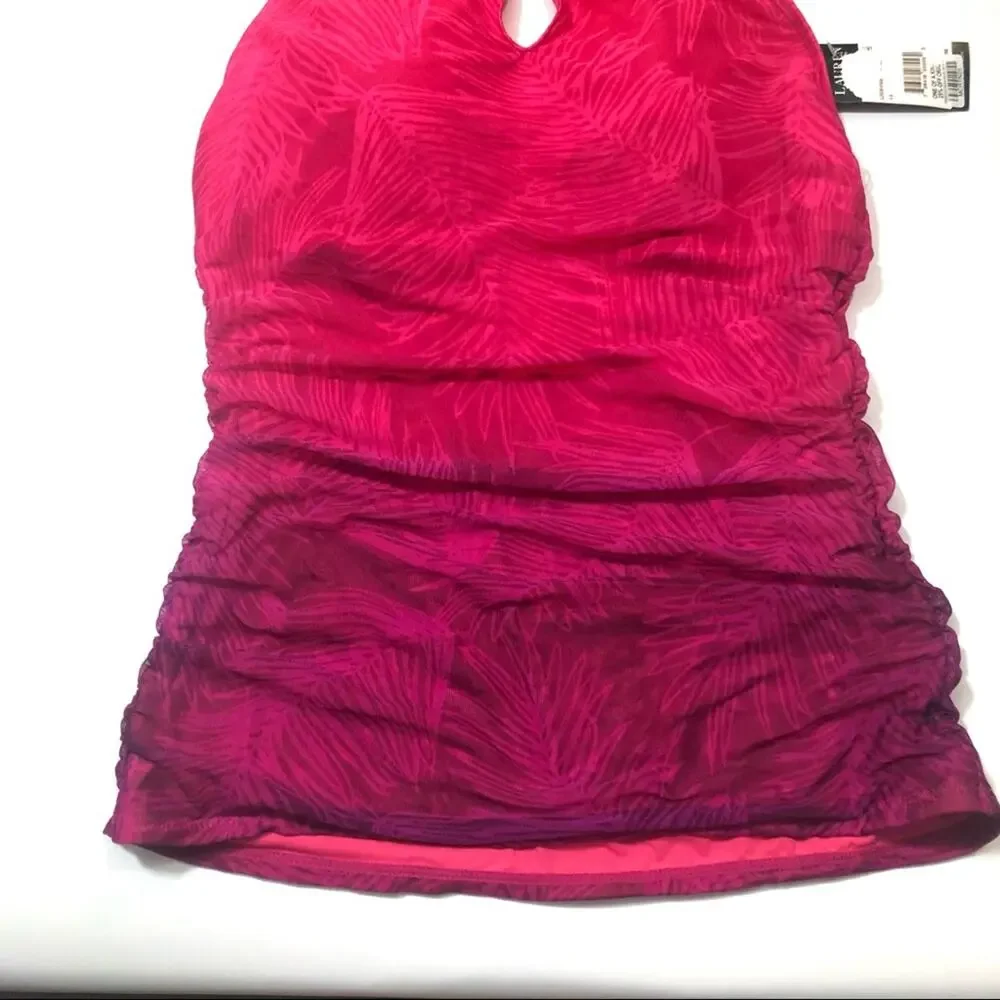 Ralph Lauren Ombre High Neck Halterkini Swim Top